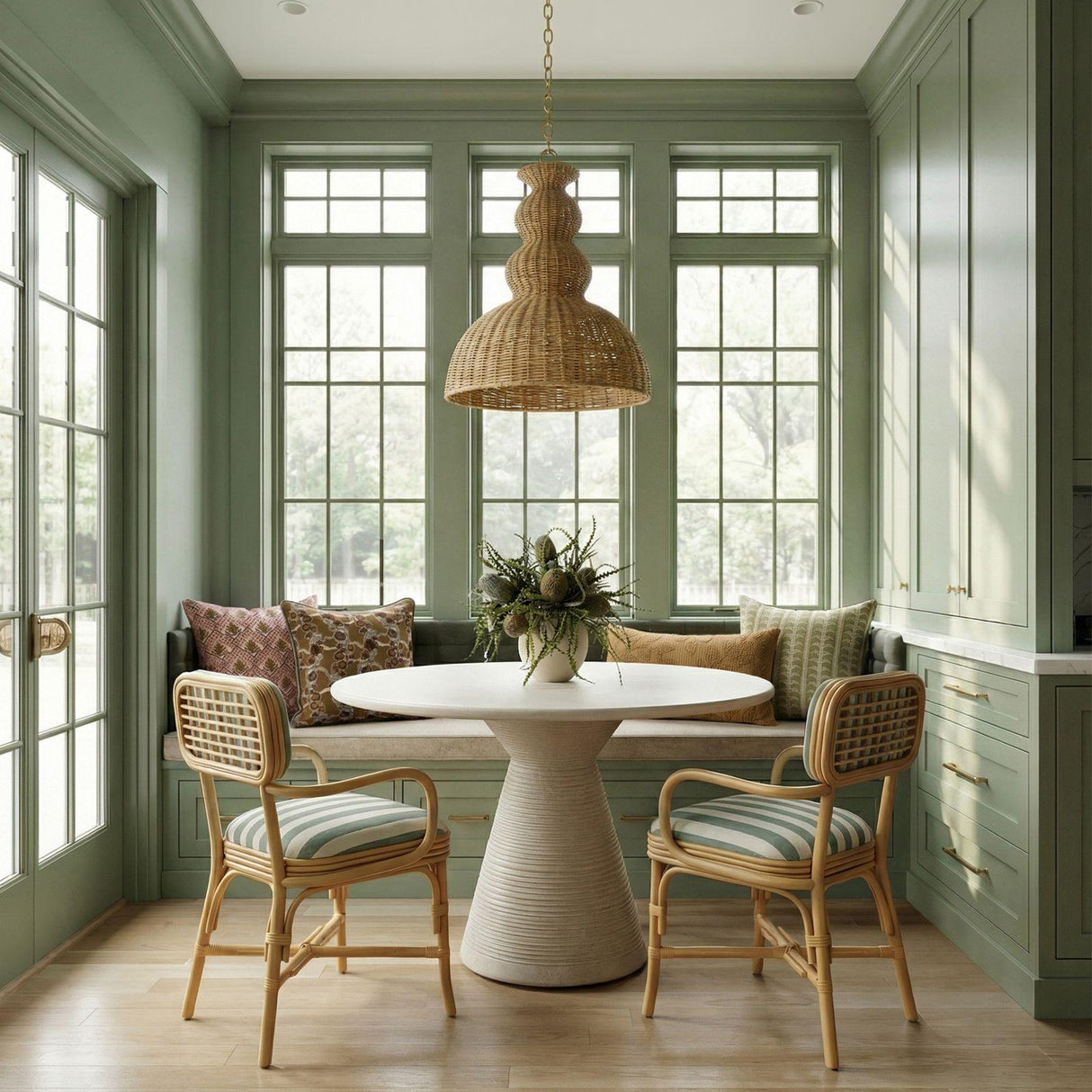 TOV Dorine Mint Green Striped Arm Chair