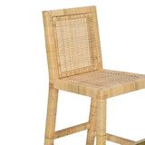 TOV Amara Rattan &amp; Cream Contract-Grade Linen Stool Bar Height