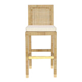 TOV Amara Rattan &amp; Cream Contract-Grade Linen Stool Bar Height