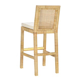 TOV Amara Rattan &amp; Cream Contract-Grade Linen Stool Bar Height