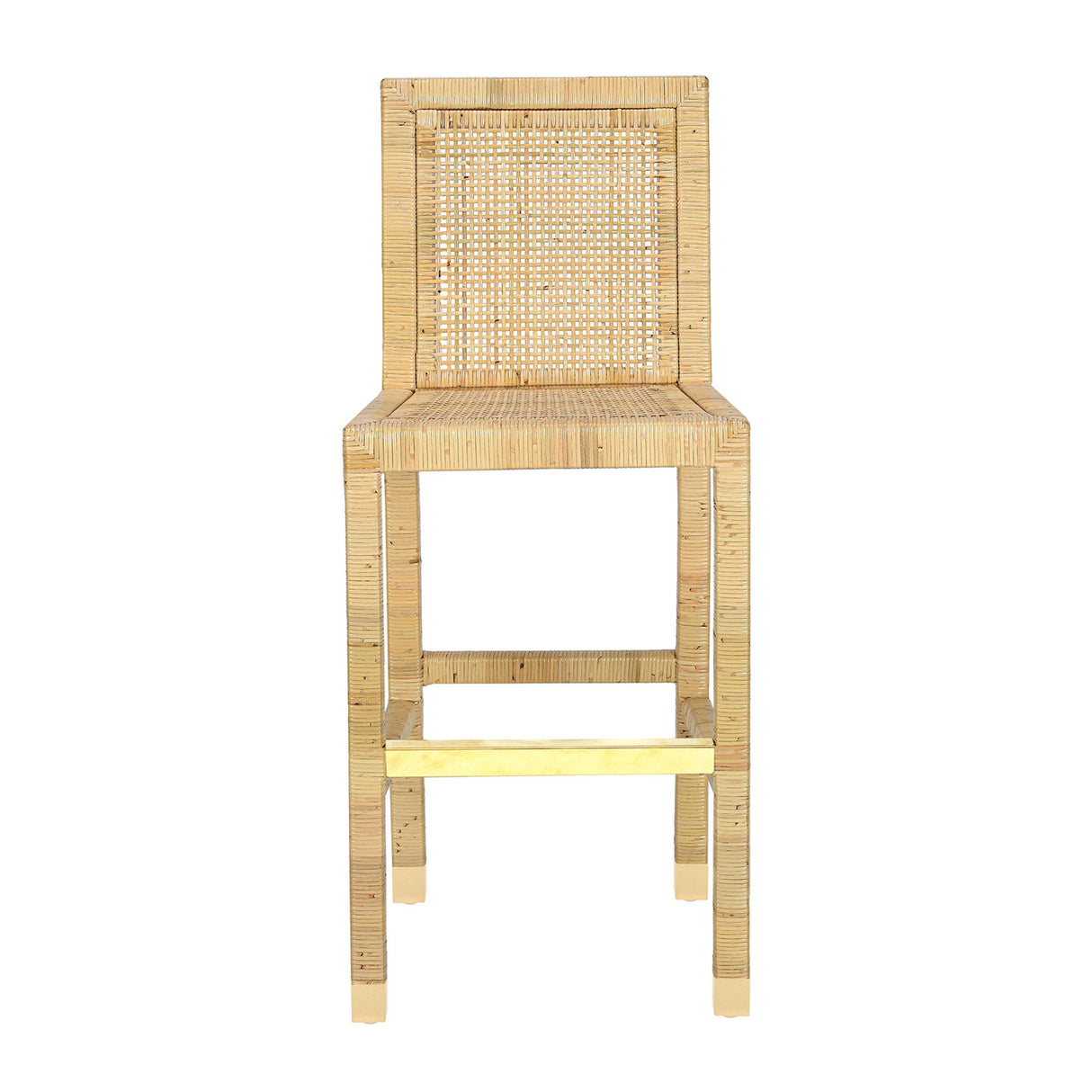 TOV Amara Rattan &amp; Cream Contract-Grade Linen Stool Bar Height