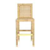 TOV Amara Rattan &amp; Cream Contract-Grade Linen Stool Bar Height