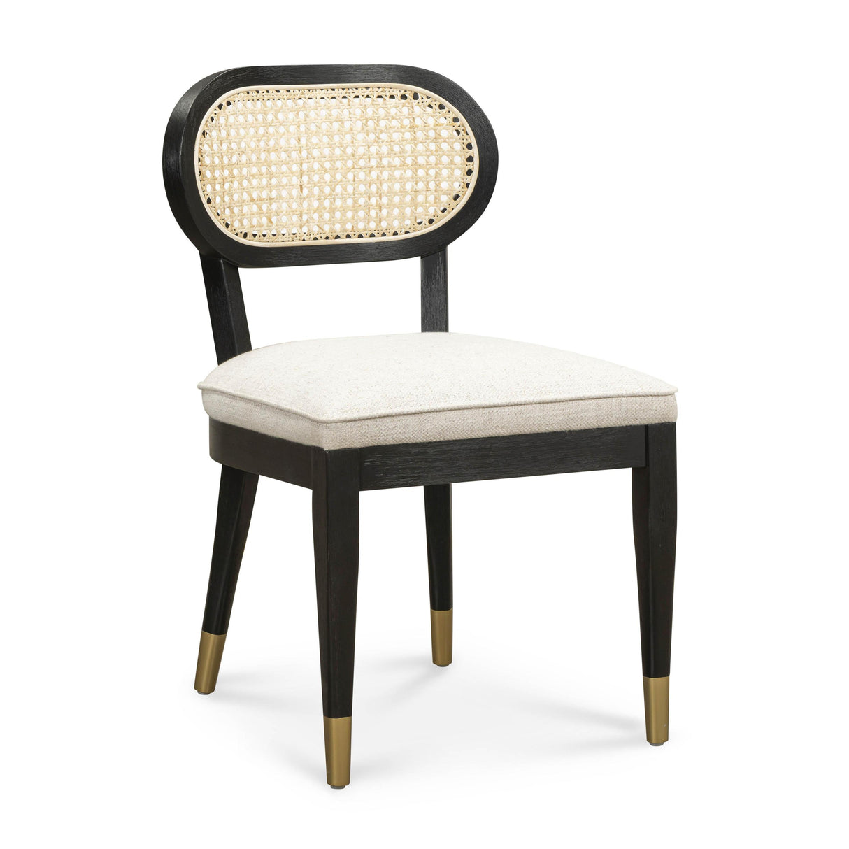 TOV Cosette Black Dining Chair in Cream Performance Linen