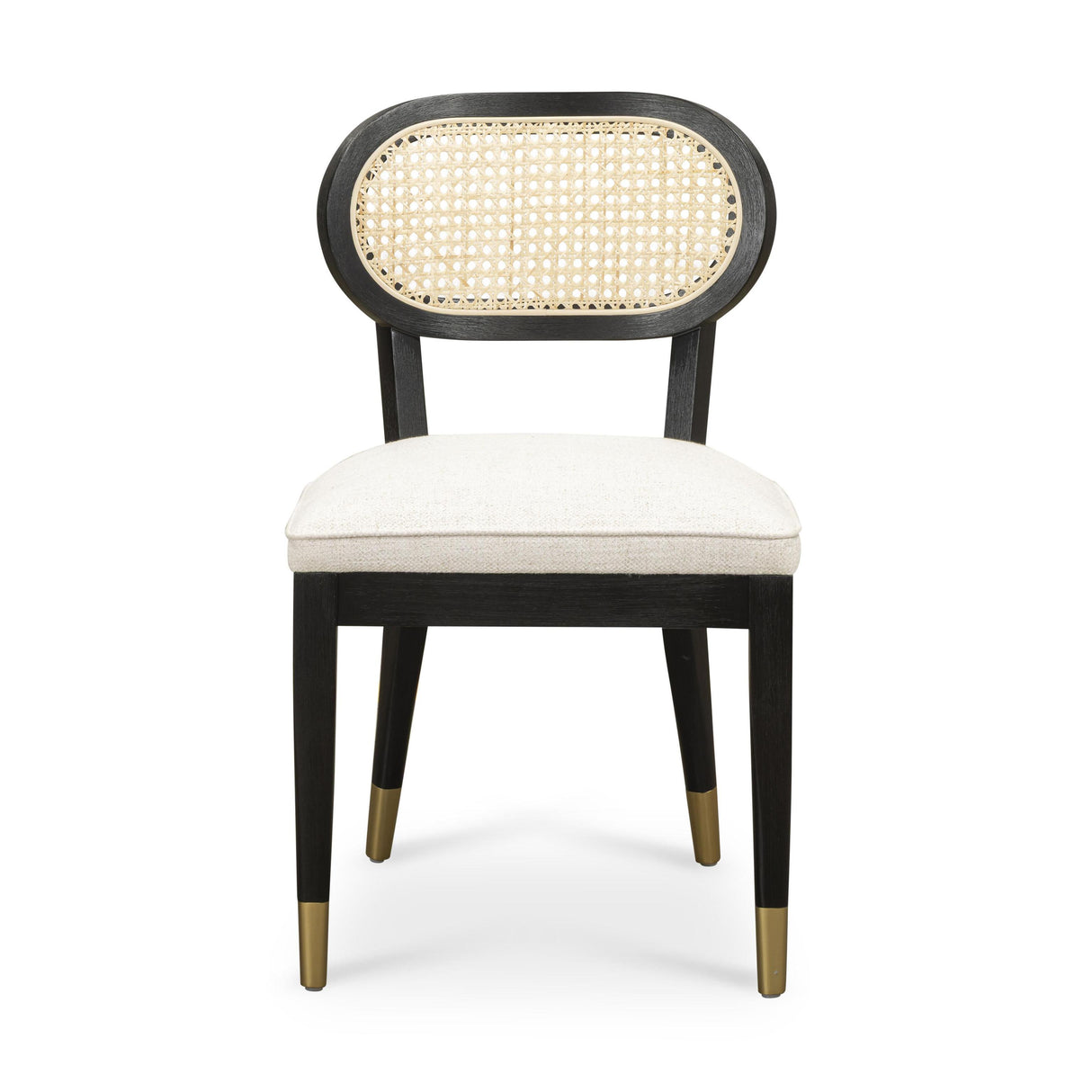 TOV Cosette Black Dining Chair in Cream Performance Linen
