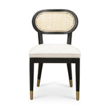 TOV Cosette Black Dining Chair in Cream Performance Linen