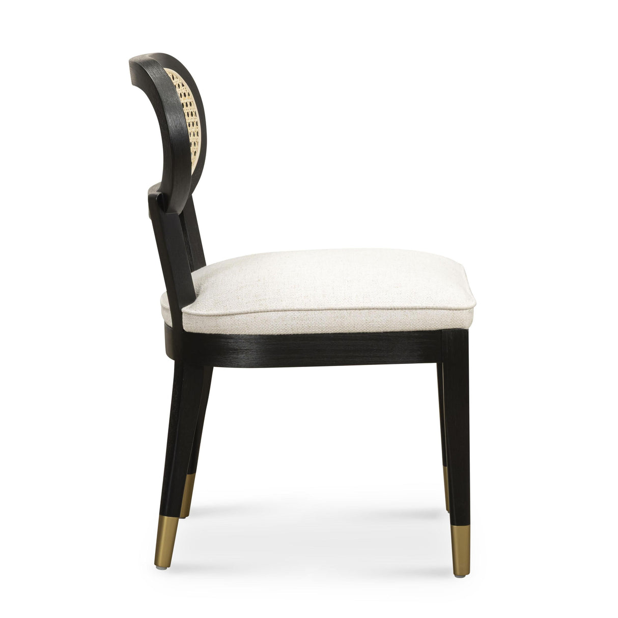 TOV Cosette Black Dining Chair in Cream Performance Linen