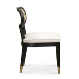 TOV Cosette Black Dining Chair in Cream Performance Linen