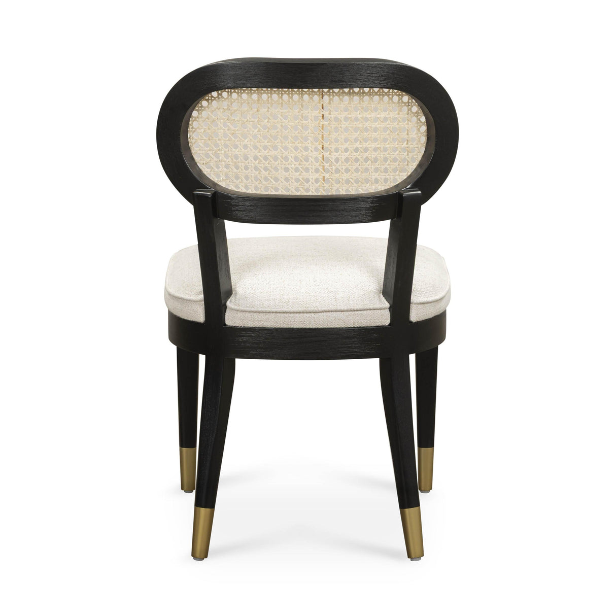 TOV Cosette Black Dining Chair in Cream Performance Linen
