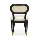TOV Cosette Black Dining Chair in Cream Performance Linen