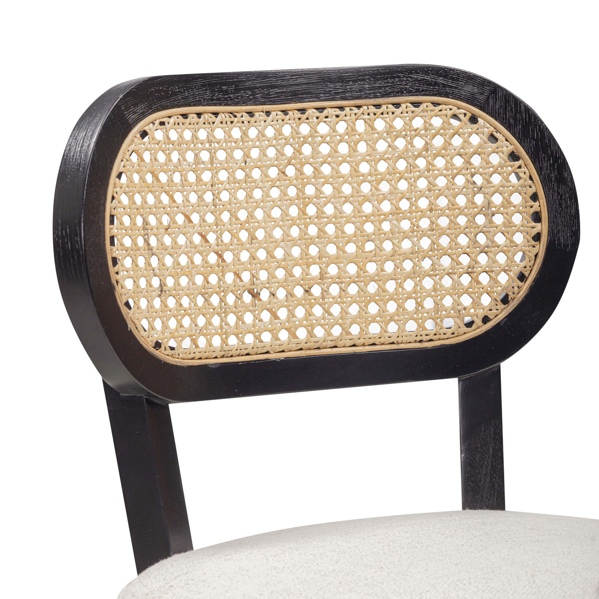 TOV Cosette Black Dining Chair in Cream Performance Linen