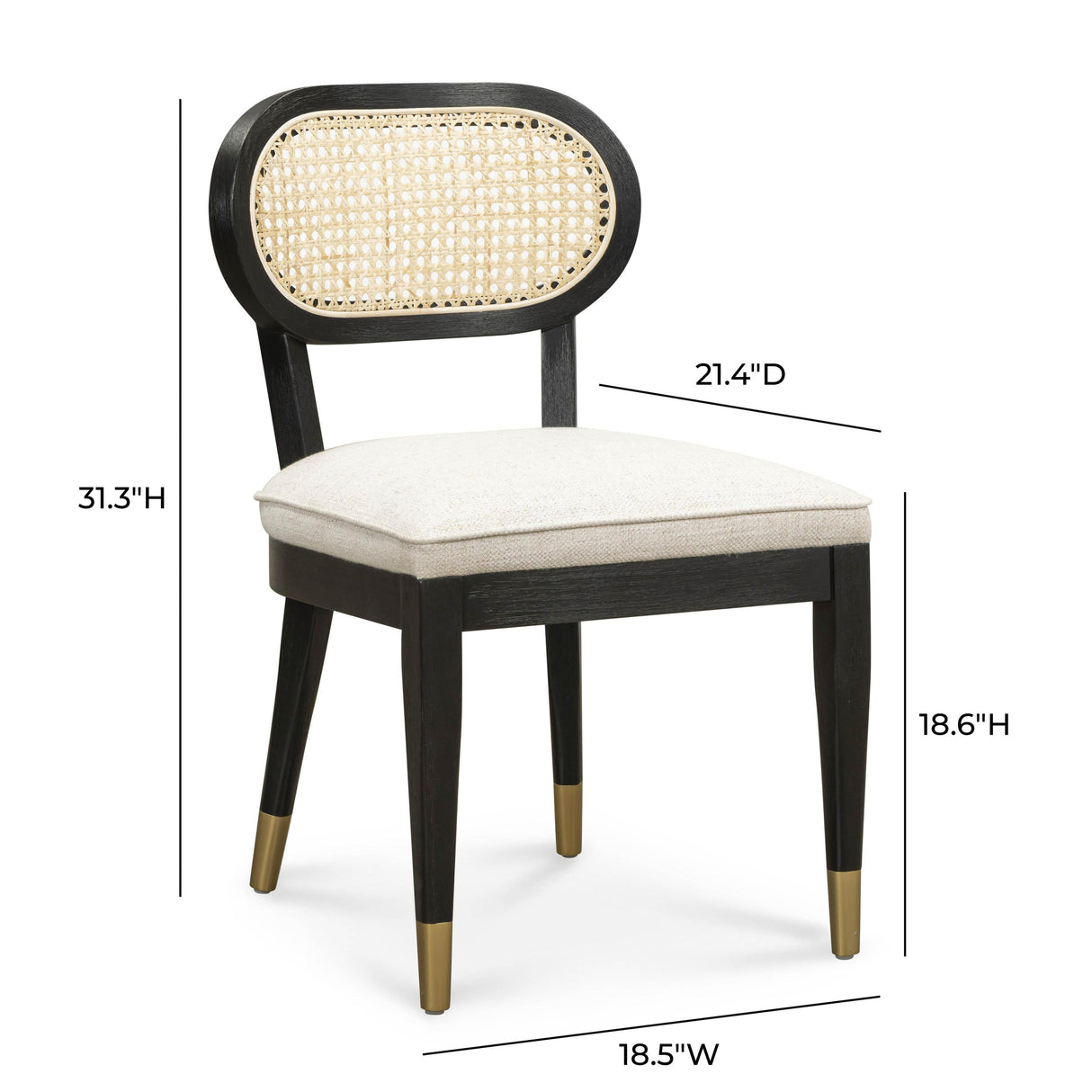 TOV Cosette Black Dining Chair in Cream Performance Linen