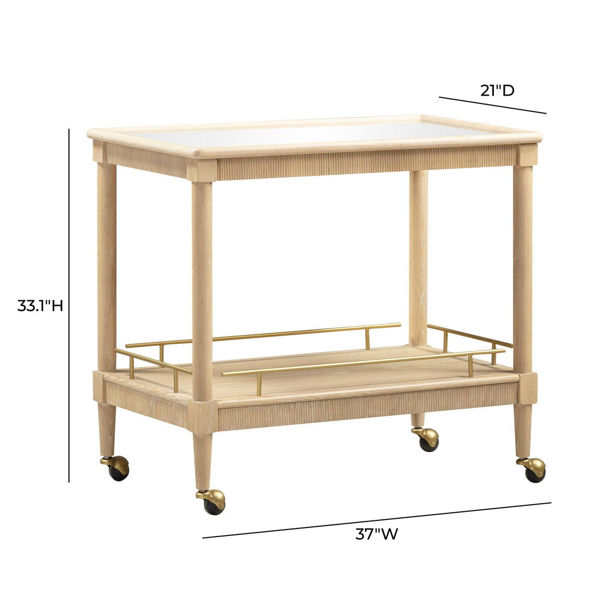 TOV Slosh 37" Natural Ash Bar Cart