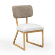 TOV Bobbie Cream Performance Vegan Leather and Grey Vegan Shearling Dining Chair