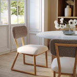 TOV Bobbie Cream Performance Vegan Leather and Grey Vegan Shearling Dining Chair