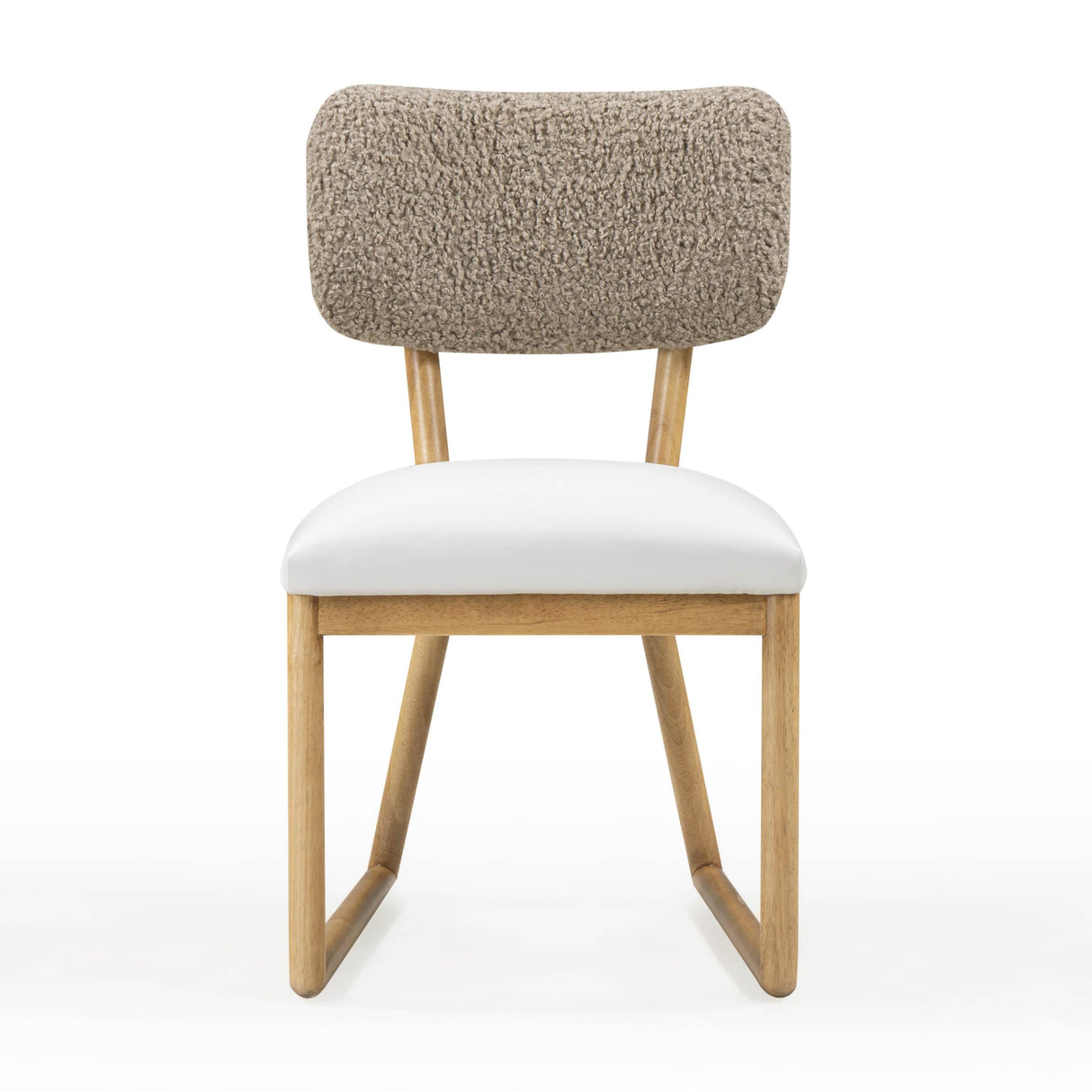 TOV Bobbie Cream Performance Vegan Leather and Grey Vegan Shearling Dining Chair