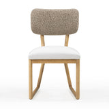 TOV Bobbie Cream Performance Vegan Leather and Grey Vegan Shearling Dining Chair