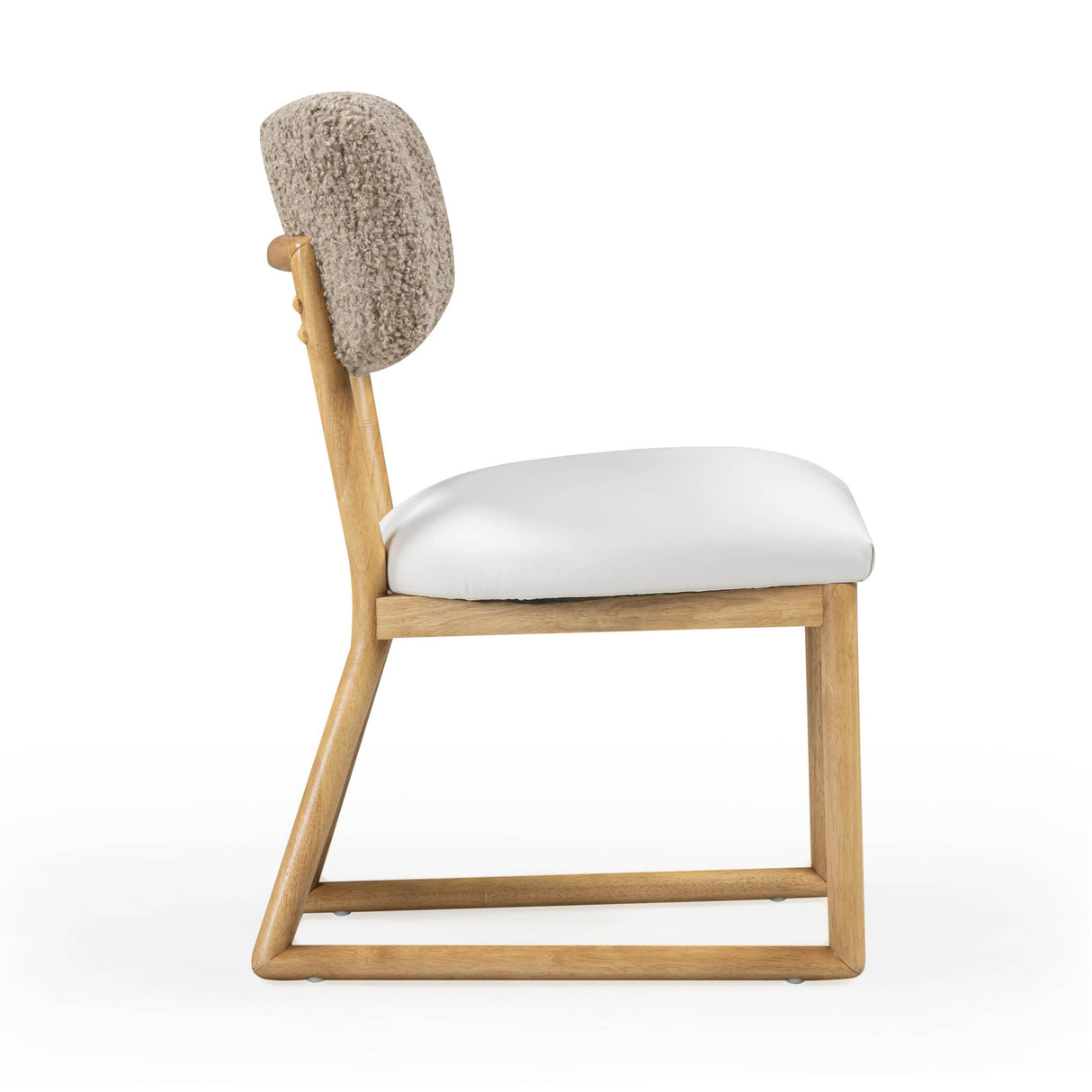 TOV Bobbie Cream Performance Vegan Leather and Grey Vegan Shearling Dining Chair