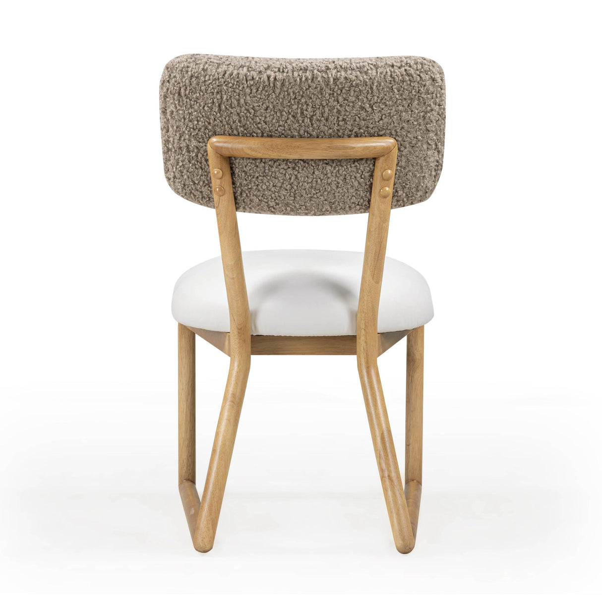TOV Bobbie Cream Performance Vegan Leather and Grey Vegan Shearling Dining Chair
