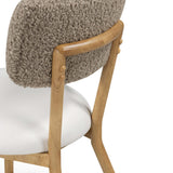 TOV Bobbie Cream Performance Vegan Leather and Grey Vegan Shearling Dining Chair