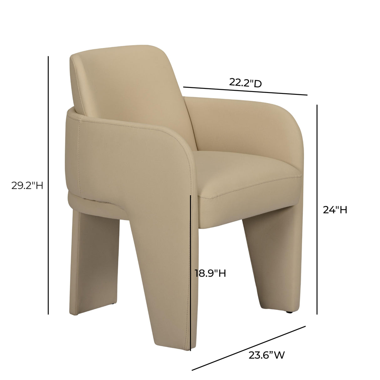 TOV Leo Taupe Performance Vegan Leather Dining Chair