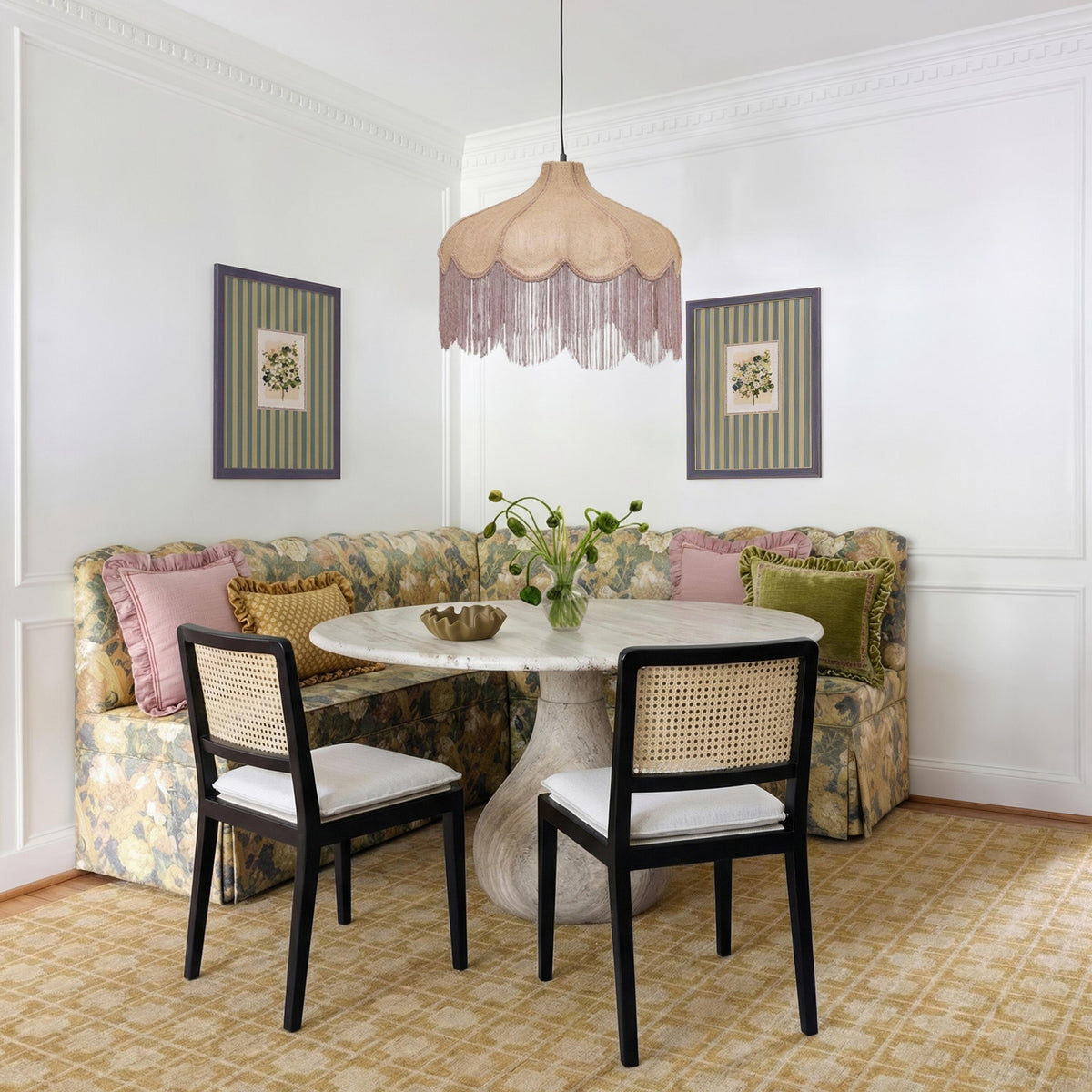 TOV Tassina Cream Upcycled Linen Dining Chair