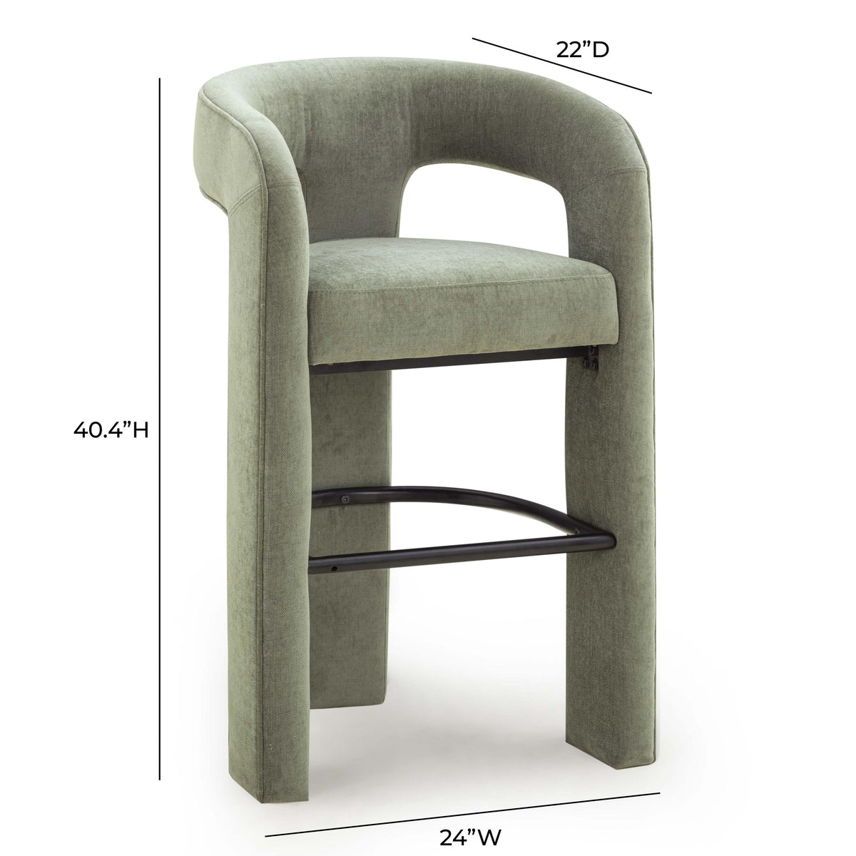 TOV Malone Green Performance Fabric Bar Stool
