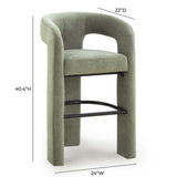 TOV Malone Green Performance Fabric Bar Stool