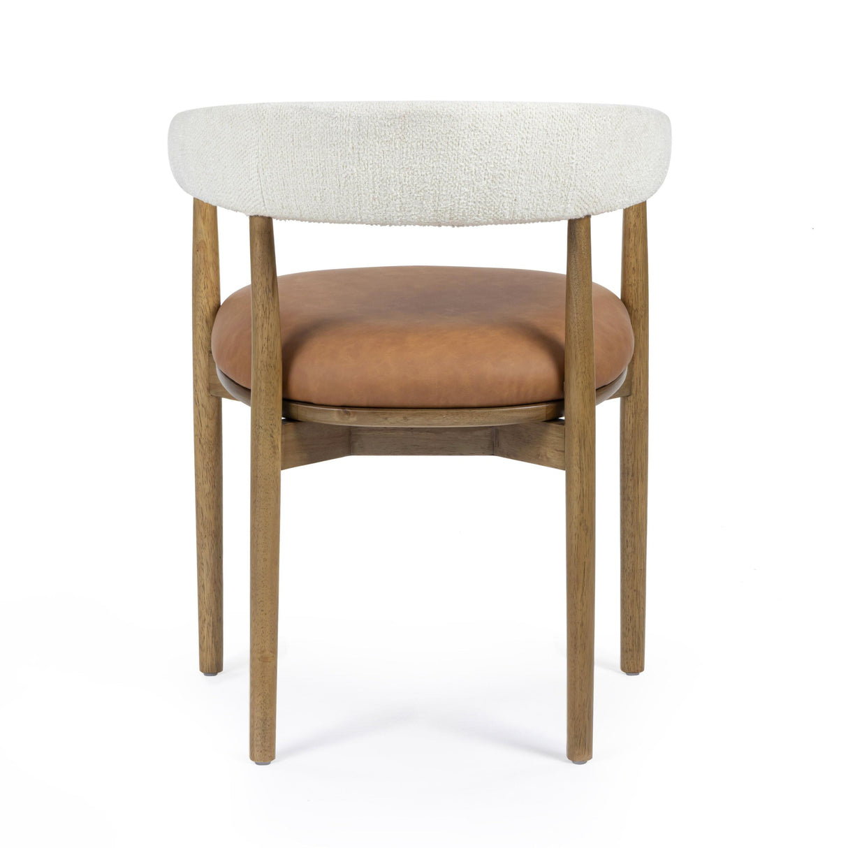 TOV Vina Cognac Performance Vegan Leather and Cream Textured Weave Dining Chair