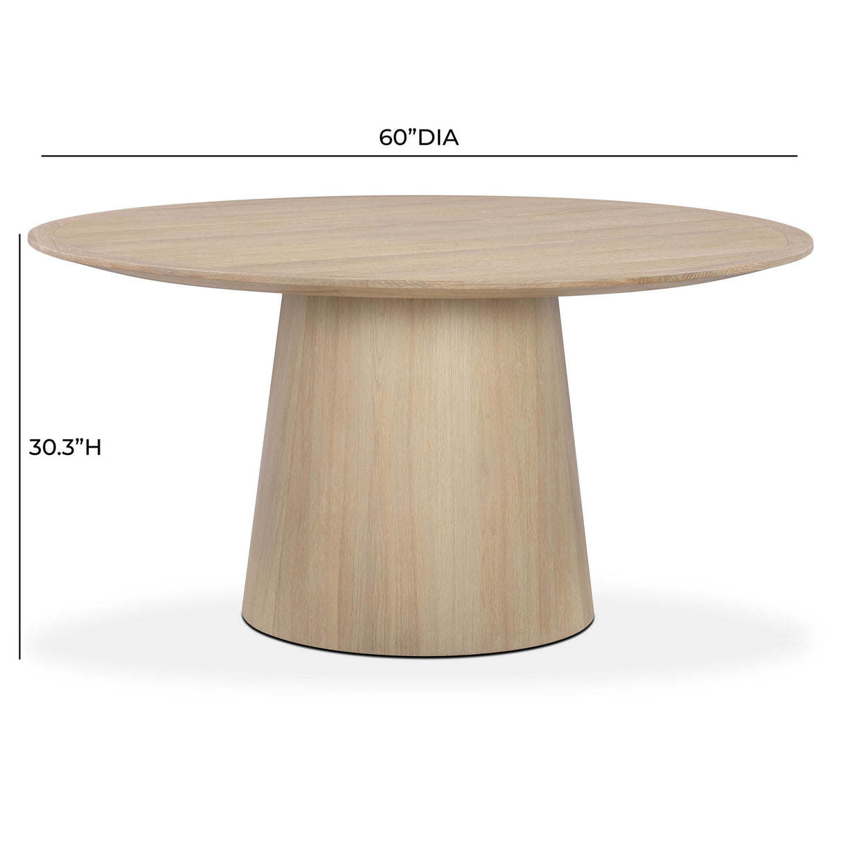 TOV Sahara Round Oak Dining Table (41"-60") 60"