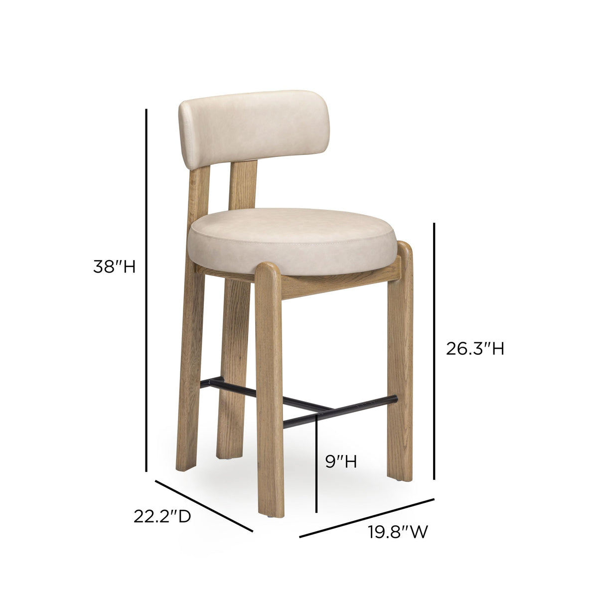 TOV Odessa Taupe Performance Vegan Leather Counter Stool
