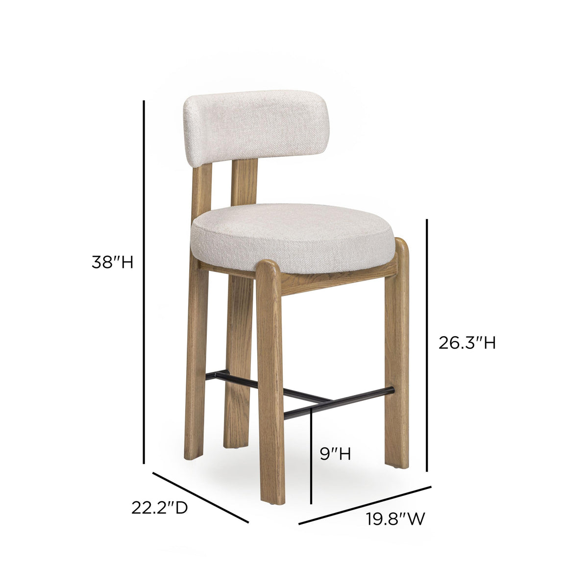 TOV Odessa Cream Performance Fabric Counter Stool