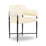 TOV Sezanne Cream 2-Tone Performance Vegan Leather and Jacquard Dining Chair
