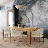 TOV Sezanne Cream 2-Tone Performance Vegan Leather and Jacquard Dining Chair