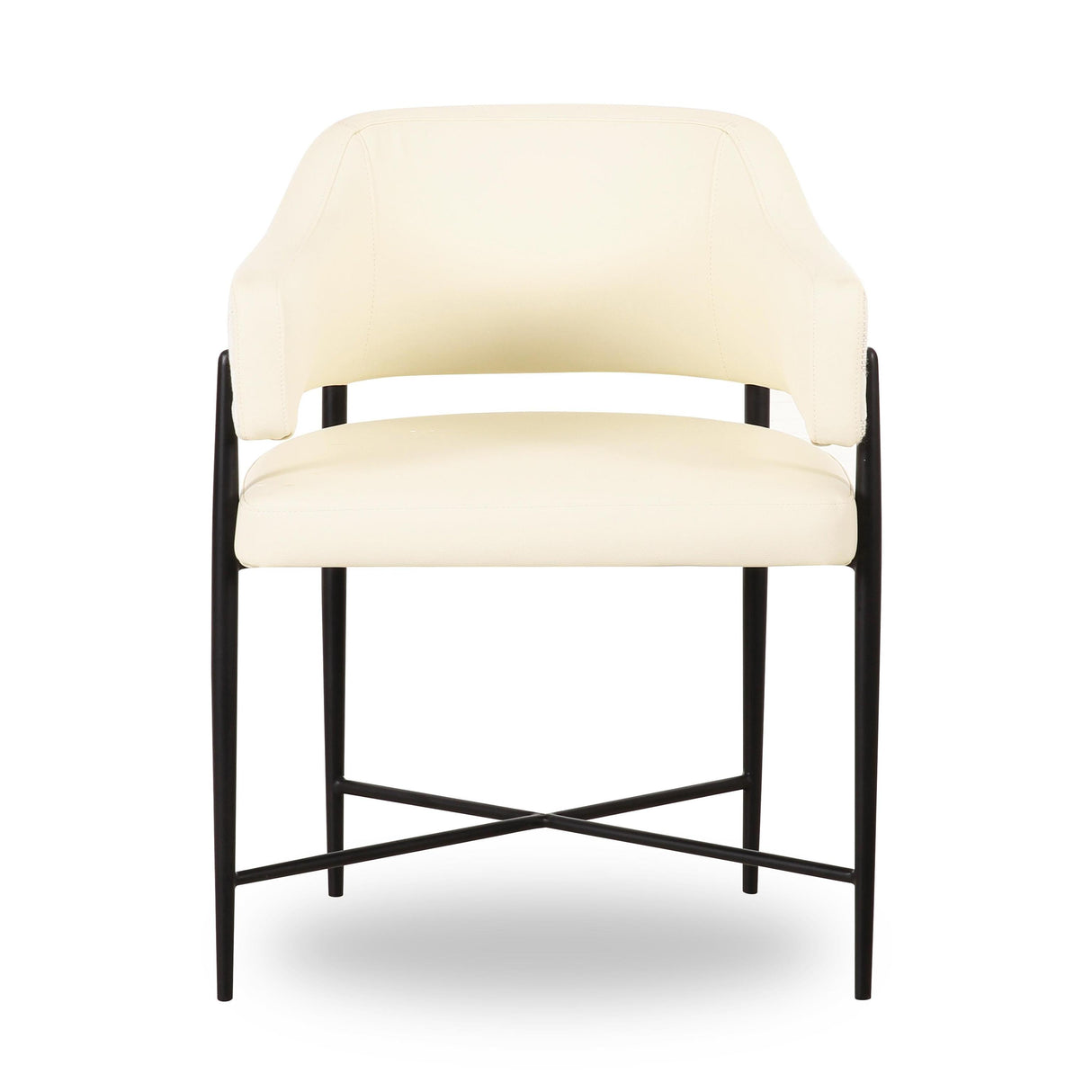 TOV Sezanne Cream 2-Tone Performance Vegan Leather and Jacquard Dining Chair