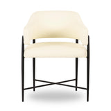 TOV Sezanne Cream 2-Tone Performance Vegan Leather and Jacquard Dining Chair