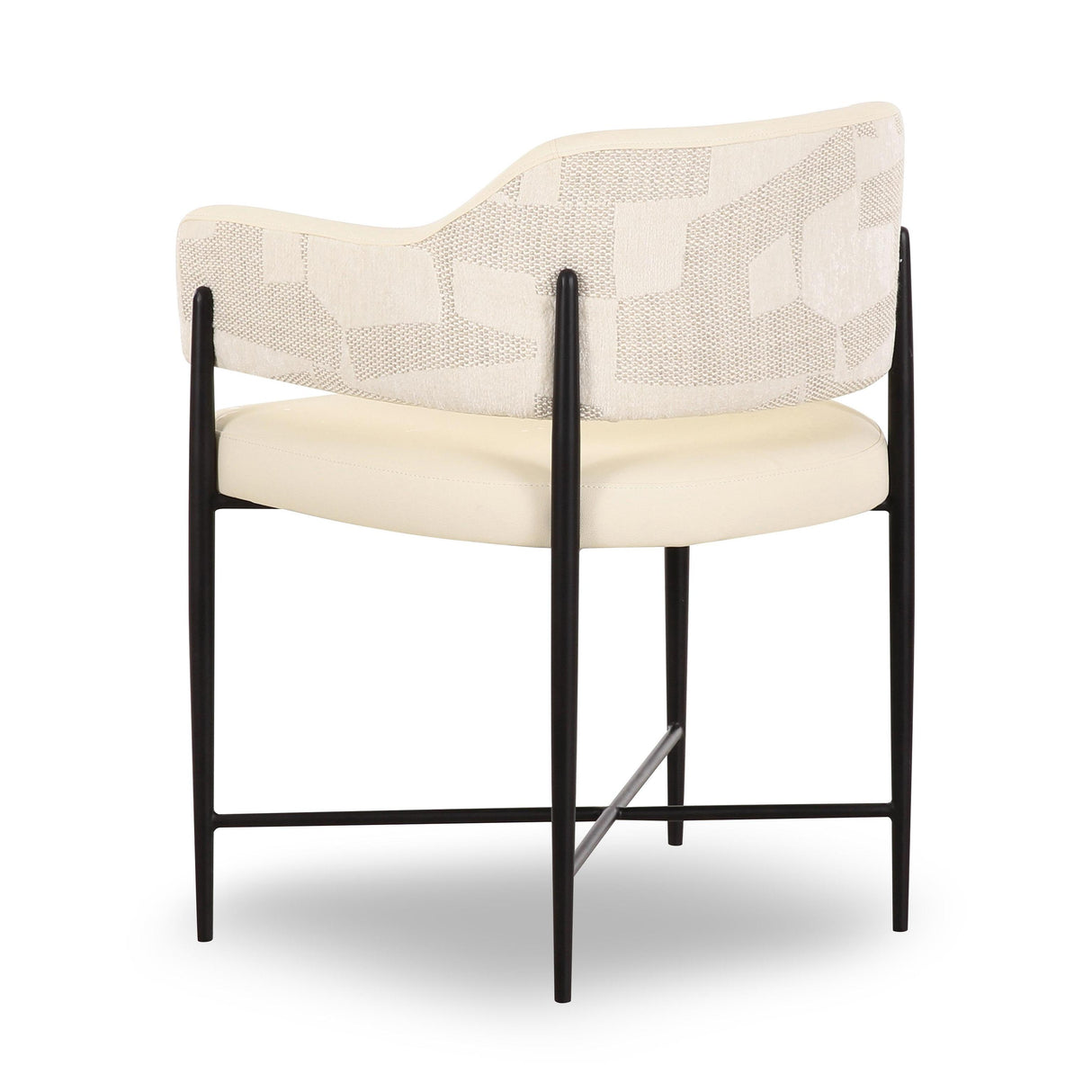 TOV Sezanne Cream 2-Tone Performance Vegan Leather and Jacquard Dining Chair
