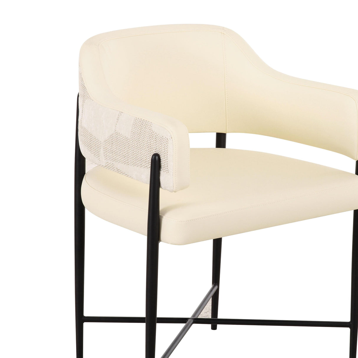 TOV Sezanne Cream 2-Tone Performance Vegan Leather and Jacquard Dining Chair
