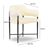 TOV Sezanne Cream 2-Tone Performance Vegan Leather and Jacquard Dining Chair