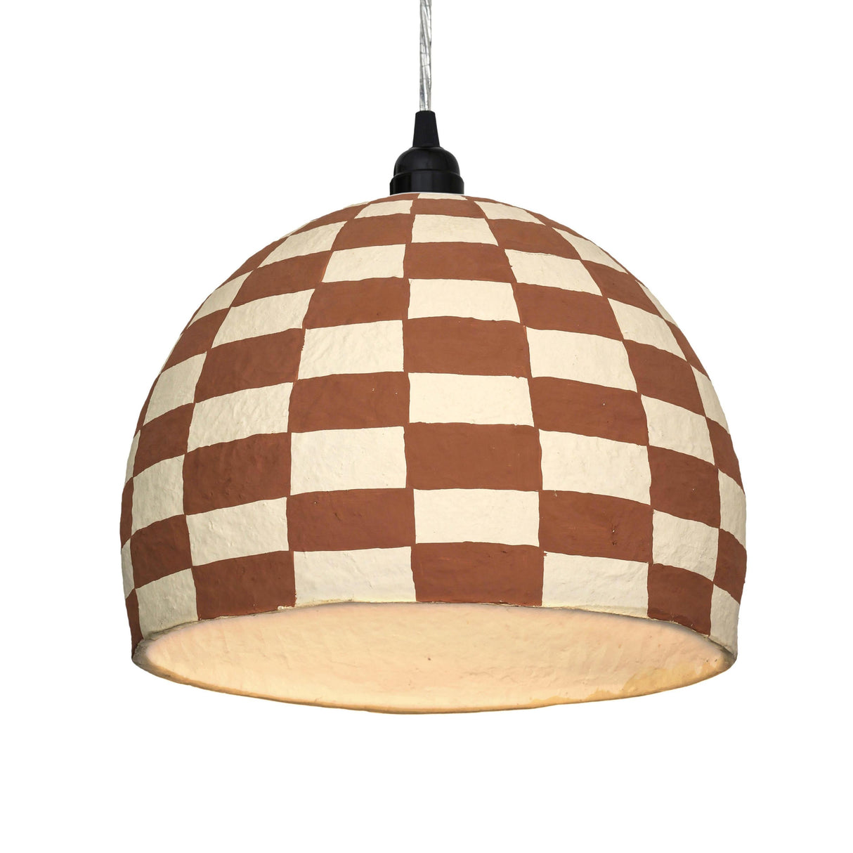 TOV Taurus White and Terracotta Cotton Mache Pendant Lamp
