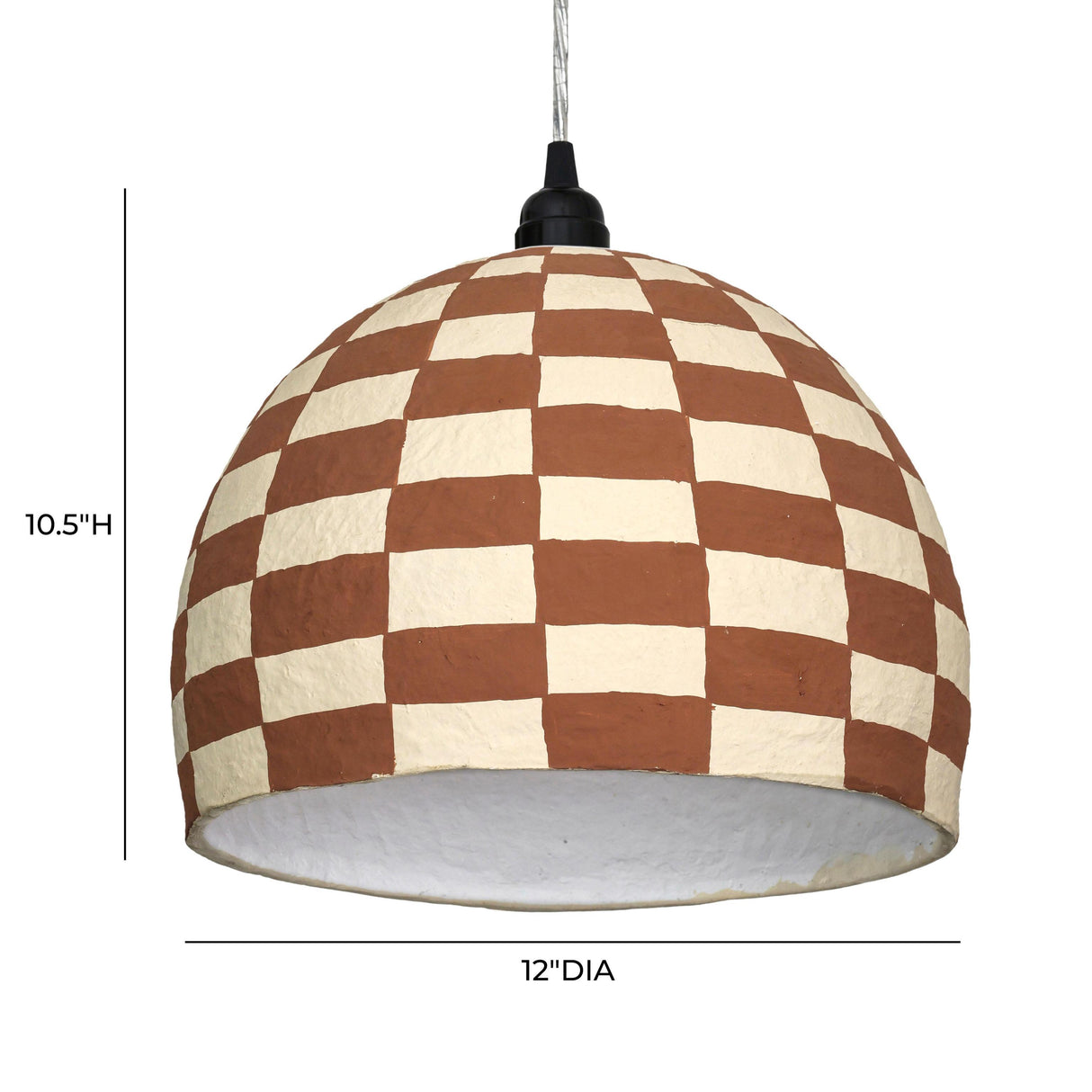 TOV Taurus White and Terracotta Cotton Mache Pendant Lamp