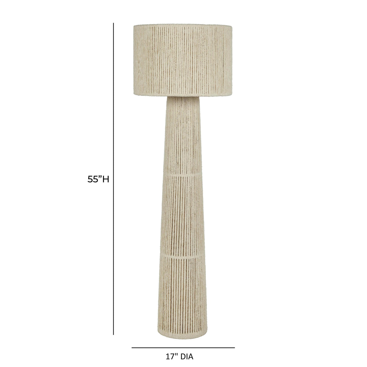 TOV Tapered Natural Chenille Fiber Floor Lamp