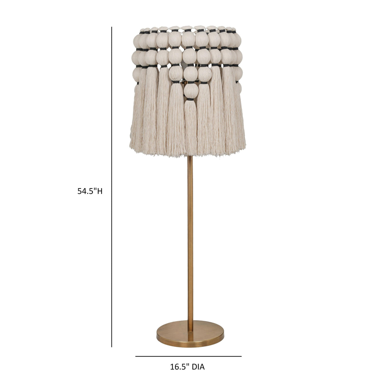 TOV Tutu Cream Cotton Tasseled Floor Lamp