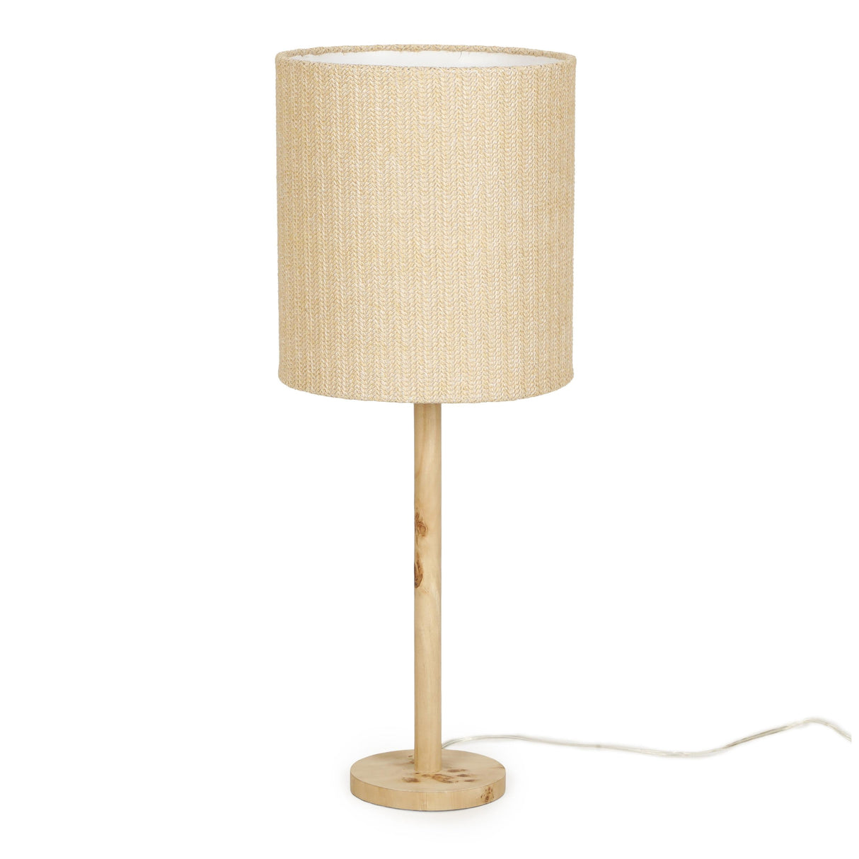 TOV Lamia Natural Burl and Raffia Contract-Grade Table Lamp