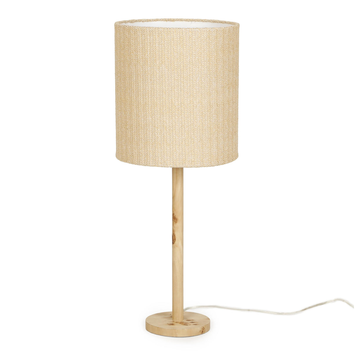 TOV Lamia Natural Burl and Raffia Designer Table Lamp