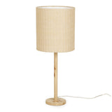 TOV Lamia Natural Burl and Raffia Designer Table Lamp