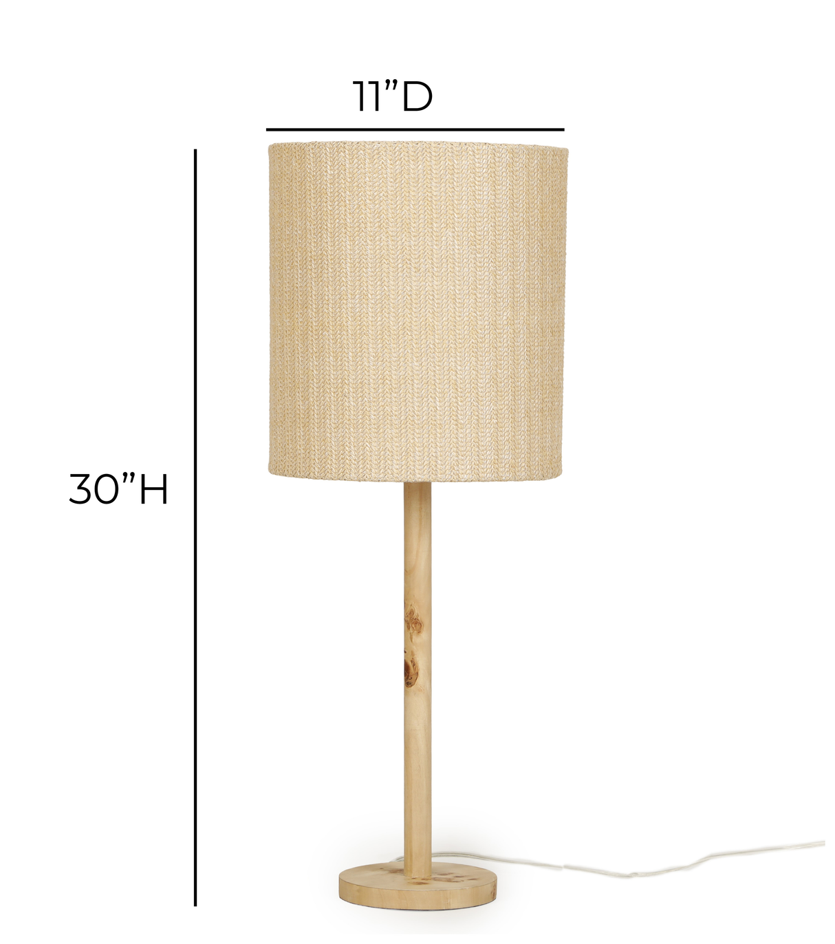TOV Lamia Natural Burl and Raffia Contract-Grade Table Lamp