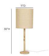 TOV Lamia Natural Burl and Raffia Designer Table Lamp