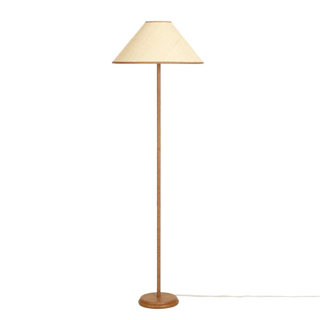 TOV Keria Natural Vegan Leather and Raffia Contract-Grade Floor Lamp