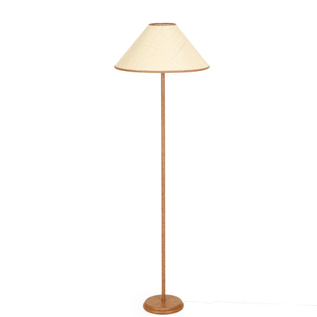 TOV Keria Natural Vegan Leather and Raffia Contract-Grade Floor Lamp