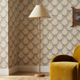 TOV Keria Natural Vegan Leather and Raffia Designer Floor Lamp